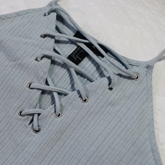 Light Blue Lace-up Bodysuit | Forever 21 - Picture 3 of 4